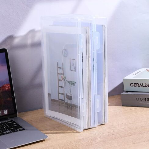3 Pack Clear Plastic Storage Box with Flap Lid, Multipurpose A4 Size Craft Organizer for Art Supplies, Pencils, Markers, and Document Storage, 12.8 x 9.3 x 2.1 Inches in Saudi Arabia