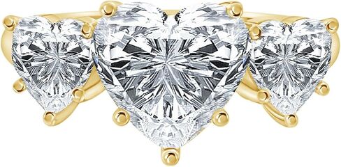 Houston Diamond District 0.5 to 5 Carat IGI Certified LAB Grown 3 Stone 14K Yellow Gold Round Diamond Engagement Ring (D-E Color, VS1-VS2 Clarity) in Saudi Arabia