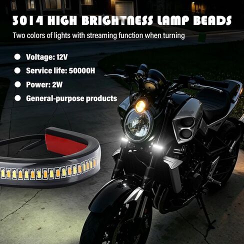 2PCS Motorcycle Turn Signals LED,Dual-Color Fork Motorcycle Blinkers as Turns Signal & Daytime Running Lights,Waterproof Motorcycles Rear Turn Signals Motorcycles Accessories in Saudi Arabia