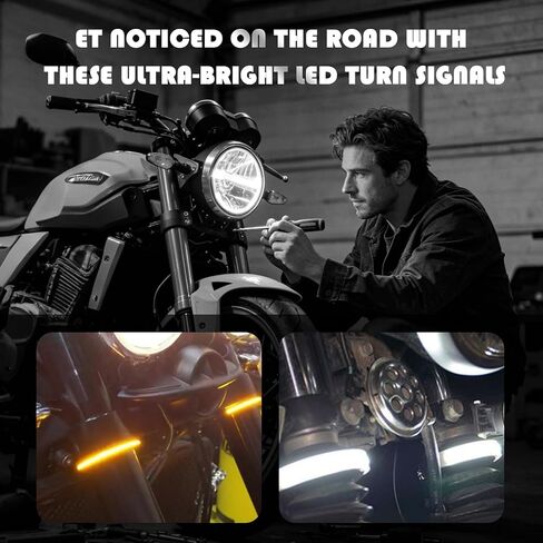 2PCS Motorcycle Turn Signals LED,Dual-Color Fork Motorcycle Blinkers as Turns Signal & Daytime Running Lights,Waterproof Motorcycles Rear Turn Signals Motorcycles Accessories in Saudi Arabia