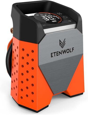 ضاغط هواء محمول منفاخ الإطارات ETENWOLF ZEPHYR S3، نفخ سريع لمدة دقيقة واحدة ودورة عمل 100%، مضخة هواء 160 رطل لكل بوصة مربعة للسيارات وسيارات الدفع الرباعي والدراجات والكرات (برتقالي حيوي) in Kuwait