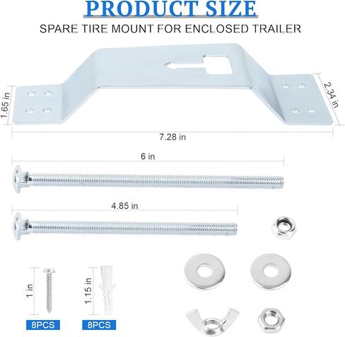 Wall Mount Spare Tire Carrier Bracket for Trailer, Spare Tire Mount for Enclosed Trailer with Secure Locking Nuts & Chute, Fits Most Tires (Enclosed, Cargo, Utility, Trucks, Vans) in Saudi Arabia