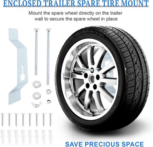 Wall Mount Spare Tire Carrier Bracket for Trailer, Spare Tire Mount for Enclosed Trailer with Secure Locking Nuts & Chute, Fits Most Tires (Enclosed, Cargo, Utility, Trucks, Vans) in Saudi Arabia