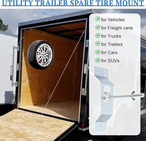 Wall Mount Spare Tire Carrier Bracket for Trailer, Spare Tire Mount for Enclosed Trailer with Secure Locking Nuts & Chute, Fits Most Tires (Enclosed, Cargo, Utility, Trucks, Vans) in Saudi Arabia