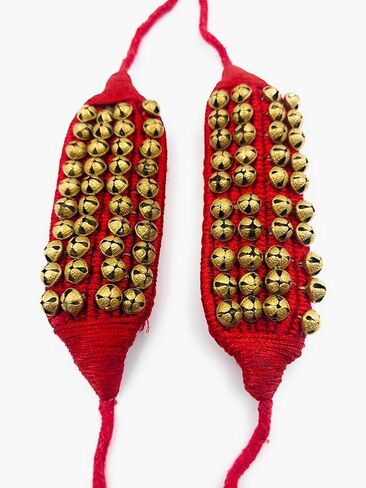 Ghungroo Bells for Indian Classical Dance – 1 to 4 Line Variants – Handmade Brass Bells on Cotton String – Ankle Bells for Kathak, Bharatanatyam, Odissi – for Kids & Adults (1 Pair) (3 Line) in Saudi Arabia