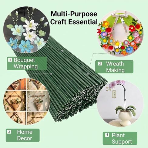 100Pcs 2mm Green Floral Wire Stems – 12 Inch Non-Rust Florist Wire for Flower Arranging, Wreath Making, DIY Crafts – Flexible & Strong Bulk Craft Wire in Saudi Arabia