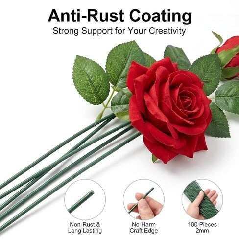100Pcs 2mm Green Floral Wire Stems – 12 Inch Non-Rust Florist Wire for Flower Arranging, Wreath Making, DIY Crafts – Flexible & Strong Bulk Craft Wire in Saudi Arabia