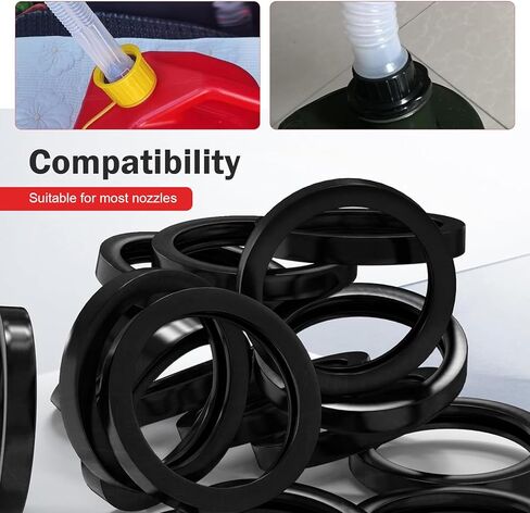 10 PCS O Ring Can Gaskets, Rubber Gas Can Spout Gaskets, Fuel Washer Seals, Universal Spout Gasket Sealing Rings for Most Cars (Black) in Saudi Arabia