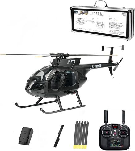 Yu Xiang F119S MD500 MH-6 Little Bird RC Helicopter with GPS, 1/16 Scale 250-Class Military RC Helicopter 2.4G 9CH 6G/3D Switchable Modes & Openable Cockpit (RTF Version) in Saudi Arabia