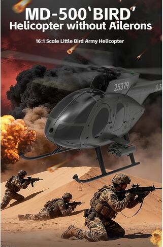 Yu Xiang F119S MD500 MH-6 Little Bird RC Helicopter with GPS, 1/16 Scale 250-Class Military RC Helicopter 2.4G 9CH 6G/3D Switchable Modes & Openable Cockpit (RTF Version) in Saudi Arabia