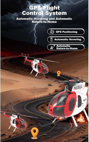 Yu Xiang F119S MD500 MH-6 Little Bird RC Helicopter with GPS, 1/16 Scale 250-Class Military RC Helicopter 2.4G 9CH 6G/3D Switchable Modes & Openable Cockpit (RTF Version) in Saudi Arabia