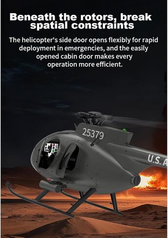 Yu Xiang F119S MD500 MH-6 Little Bird RC Helicopter with GPS, 1/16 Scale 250-Class Military RC Helicopter 2.4G 9CH 6G/3D Switchable Modes & Openable Cockpit (RTF Version) in Saudi Arabia