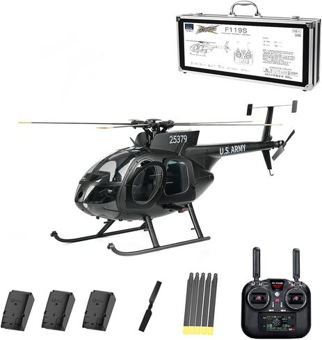 Yu Xiang F119S MD500 MH-6 Little Bird RC Helicopter with GPS, 1/16 Scale 250-Class Military RC Helicopter 2.4G 9CH 6G/3D Switchable Modes & Openable Cockpit (RTF Version) in Saudi Arabia