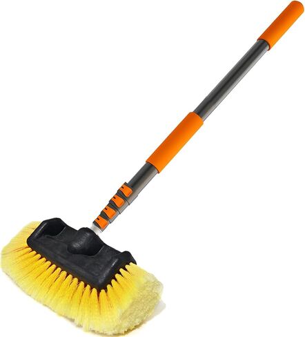 LAANPOLE 12FT Car Wash Brush with Long Handle, Car Cleaning Brush with 12 Inch Soft Bristle, Solar Panels Cleaner with Telescoping Pole for RV, Truck, Boat, House Siding in Saudi Arabia