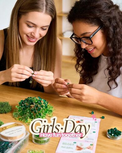 Deinduser Beaded Plant Kit, DIY Hanging Suncatcher Craft Kit with Glass Crystal Beads, Pot, Chain, Faux Moss, Air Dry Clay, Instruction Booklet & Video Tutorial, Tabletop or Window Decor Gift in Saudi Arabia