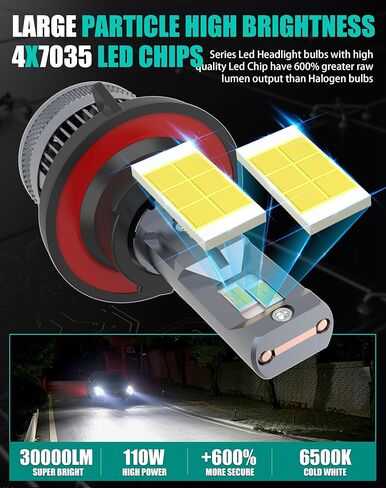 9008 H13 مصابيح LED لفورد F150 F250 F350 نيسان دودج رام داكوتا جي إم سي شيفروليه رام، 34901-HL4-A01 لهوندا بايونير تالون بولاريس رينجر RZR موستانج، 30000Lm 110W 6500K، شعاع عالي منخفض، عبوتان in Kuwait