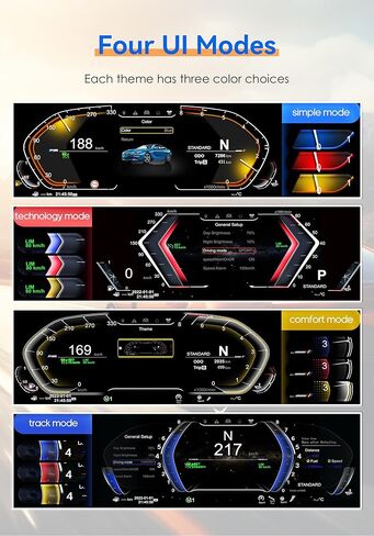 مجموعة أدوات القياس الرقمية 12.3 بوصة لسيارة BMW 3 Series E90 E91 E92 E93 2005-2012، عداد السرعة البديل للوحة القيادة مع شاشة زرقاء مضادة للتوهج in Kuwait