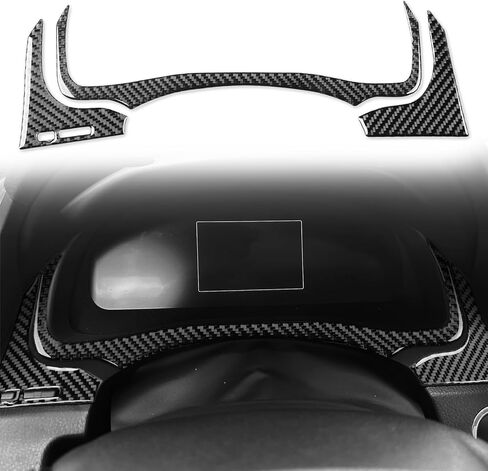 Real Bright Black Carbon Fiber Car Dashboard Speedometer Tachometer Display Screen Side Strip Sticker Auto Interior Accessories Compatible with Toyota Camry 2018 2019 2020 2021 2022 2023 2024 in Saudi Arabia