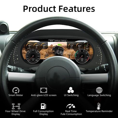 12.3" Digital Dash Instrument Cluster for Jeep Wrangler JK 2007-2010 Digital Cluster Instrument Speedometer Replacement Aftermarket Digital Dash Cluster in Saudi Arabia