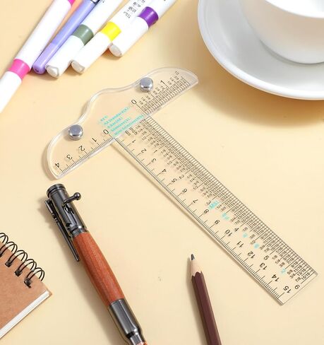 6 Inch T Square Ruler, 2 Pcs T Ruler for Crafting Clear Acrylic with Inch and Metric Scales, for Crafting, Scrapbooking, Art, Framing in Saudi Arabia