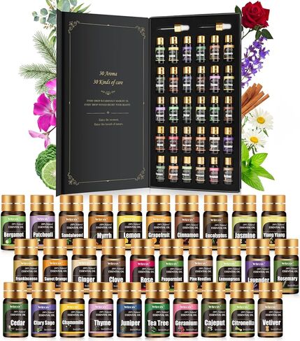 Essential Oils Gifts Set - 30 Unique Scents - Perfect for Diffuser, Humidifier,Aromatherapy, Massage,Skin & Hair Care,30x5 ml in Saudi Arabia