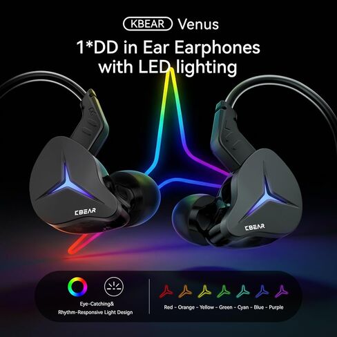 YINYOO KBEAR Storm in-Ear Headphones, 1DD Wired Earphones Professional Wired Earbuds IEM with Crystal Clear Sound, 3.5mm Plug in Ear Monitor Headphones for Musician Singer Music (Purple, Without mic) in Saudi Arabia