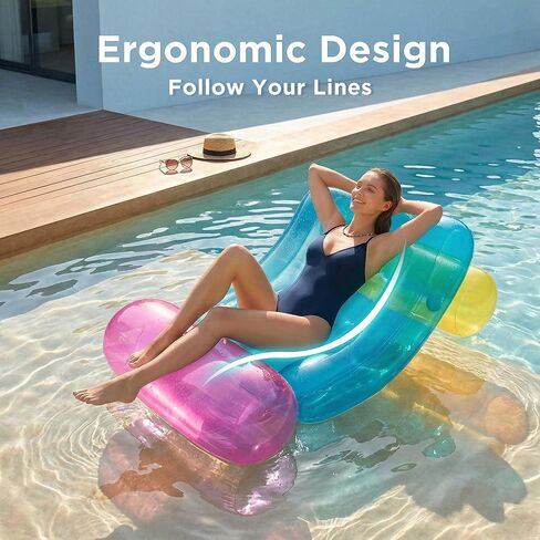 Funscape Inflatable Pool Recliner Lounger, Swimming Pool Floating Lounge, Adult Sun Tanning Chair W/Cup Holder, Beach Water Sofa Floaties, Fun Yard Summer Party Gift for Boys Girls Teens Family Women in Saudi Arabia