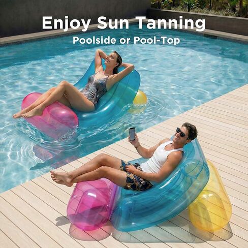 Funscape Inflatable Pool Recliner Lounger, Swimming Pool Floating Lounge, Adult Sun Tanning Chair W/Cup Holder, Beach Water Sofa Floaties, Fun Yard Summer Party Gift for Boys Girls Teens Family Women in Saudi Arabia