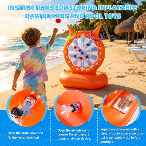Inflatable Dart Board Pool Toys, 2-in-1 Pool Games with Throwing & Ring-toss Games, Sewn Fabric Balls and Rings for Kids & Adults, Suitable for Family Gatherings & Water Parties in Kuwait