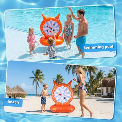 Inflatable Dart Board Pool Toys, 2-in-1 Pool Games with Throwing & Ring-toss Games, Sewn Fabric Balls and Rings for Kids & Adults, Suitable for Family Gatherings & Water Parties in Kuwait