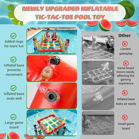 Pool Toys Games Set, 2 in 1 Giant Inflatable Pool Tic Tac Toe Game & Ring Toss with Combined Inflation & Water Filling Valve for Adults Kids Family, Shallow Water Beach Yard Activities in Saudi Arabia