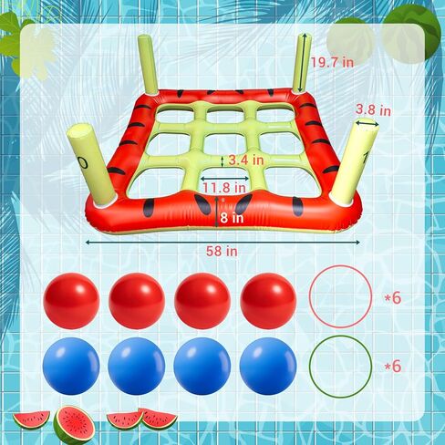 Pool Toys Games Set, 2 in 1 Giant Inflatable Pool Tic Tac Toe Game & Ring Toss with Combined Inflation & Water Filling Valve for Adults Kids Family, Shallow Water Beach Yard Activities in Saudi Arabia