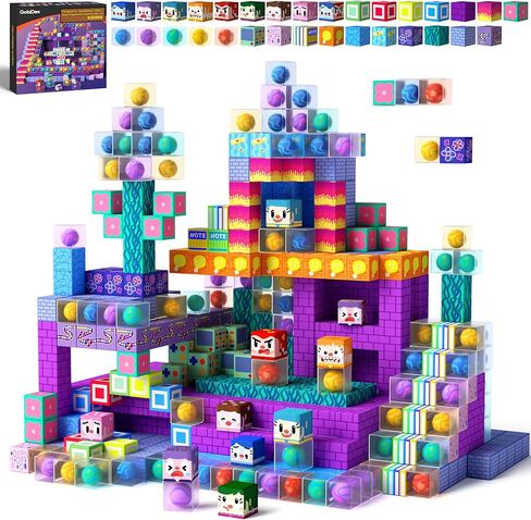 GobiDex 100PCS Magnetic Building Blocks for Kids 3+, Montessori Sensory Toys with Rolling Balls, STEM Educational Gift for Boys and Girls in Saudi Arabia