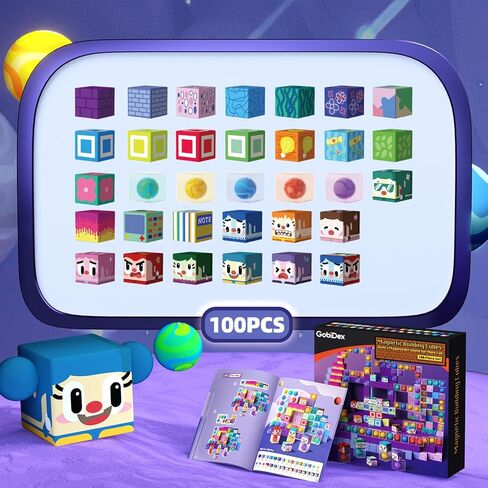 GobiDex 100PCS Magnetic Building Blocks for Kids 3+, Montessori Sensory Toys with Rolling Balls, STEM Educational Gift for Boys and Girls in Saudi Arabia
