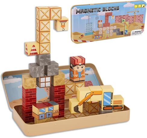 OAR Magnetic Building Blocks Set for Kids, 35PCS Mini Travel Magnetic Blocks with Portable Iron Storage Box, STEM Educational Toy for Toddlers & Kids Ages 3–8 in Saudi Arabia