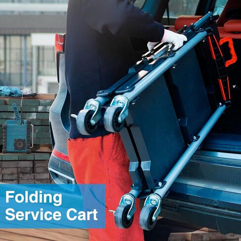 Folding Service Cart,Rolling Utility Cart,330 LBS Collapsible Service Cart,3 Shelf Heavy Duty Foldable Tool Cart in Saudi Arabia