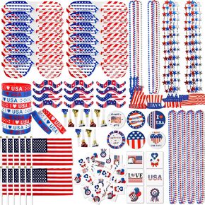Garma 4th of July Accessories Party Supplies 156Pcs Patriotic Party Favors Decorations Set for Independence Day Memorial Day Patriotic Parade Classroom Rewards for Kids in Saudi Arabia
