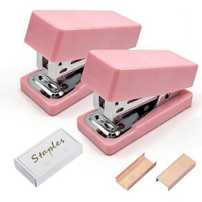 2 Pack Mini Stapler with Staples,Pink Stapler Two Small Staplers,1000 Standard Staples for Classroom Office Supplies (Pink) in Saudi Arabia