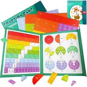 Magnetic Fraction Demonstration Book, 102PCS Magnetic Fraction Tiles, Fraction Manipulatives, Score Disk Demonstrator Math Puzzle Manipulatives for Elementary School, Learning Toys Set for Kids in Saudi Arabia