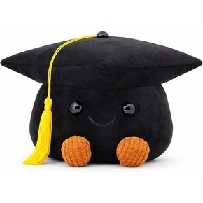 Cute Graduation Cap Plush Figurine, Soft Stuffed Mortarboard Decor with Smiley Face & Gold Tassel, Ideal Graduation Keepsake for Graduates, Friends & Colleagues (Black) in Saudi Arabia