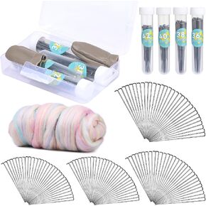 Needle Felting Kit with 7.02oz Wool Roving Yarn, 4 Sizes Felting Needles, Felting Tool Holders, Needle Felting Wool, Wool Felting Supplies, Complete Needle Felting Tools Kit in Saudi Arabia