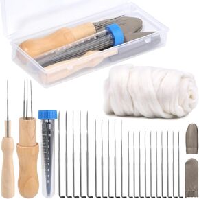 Yizzvb Wool Felting Needles, 4 Sizes Felting Needles with Needle Bottle Felting Tool Holders, 7.02oz Wool Roving Yarn, Needle Felting Supplies, Fibre Chunky Yarn Roving for DIY Craft in Saudi Arabia