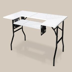 Crutello Folding Sewing Table and Craft Table for Adults - 42x24 inch Grid Top Crafting Desk for Fabric Cutting & Crafts - Steel Folding Storage Legs & Drop Down Sewing Machine Platform in Kuwait