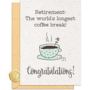 Retirement Card for Women Coworkers Friends, The World's Longest Coffee Break, with Envelope Sticker in Saudi Arabia