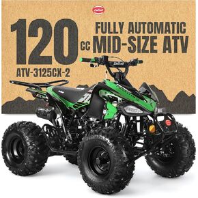 Coolster 125cc 4 Wheeler ATV Quad للبالغين، أزرق - مركبة رياضية تعمل بالغاز مع ناقل حركة أوتوماتيكي، عكس، عجلات وإطارات كبيرة الحجم، مصباح أمامي LED، ATV-3125CX-2 in Kuwait