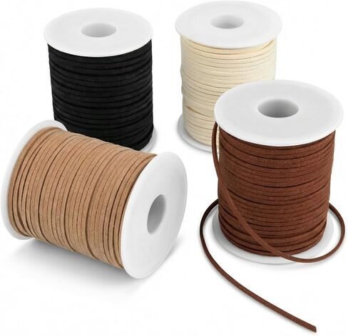 4 Rolls Leather String, Flat Suede Leather Cord, Faux Leather Strips for Jewelry Making Bracelets Necklaces Tassels DIY Crafts in Saudi Arabia