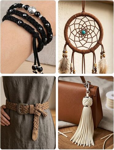 4 Rolls Leather String, Flat Suede Leather Cord, Faux Leather Strips for Jewelry Making Bracelets Necklaces Tassels DIY Crafts in Saudi Arabia