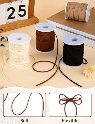 4 Rolls Leather String, Flat Suede Leather Cord, Faux Leather Strips for Jewelry Making Bracelets Necklaces Tassels DIY Crafts in Saudi Arabia