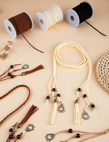 4 Rolls Leather String, Flat Suede Leather Cord, Faux Leather Strips for Jewelry Making Bracelets Necklaces Tassels DIY Crafts in Saudi Arabia