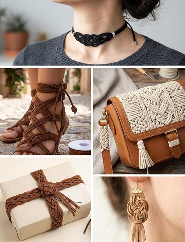 4 Rolls Leather String, Flat Suede Leather Cord, Faux Leather Strips for Jewelry Making Bracelets Necklaces Tassels DIY Crafts in Saudi Arabia